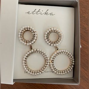 New, never worn pearl and CZ earrings
